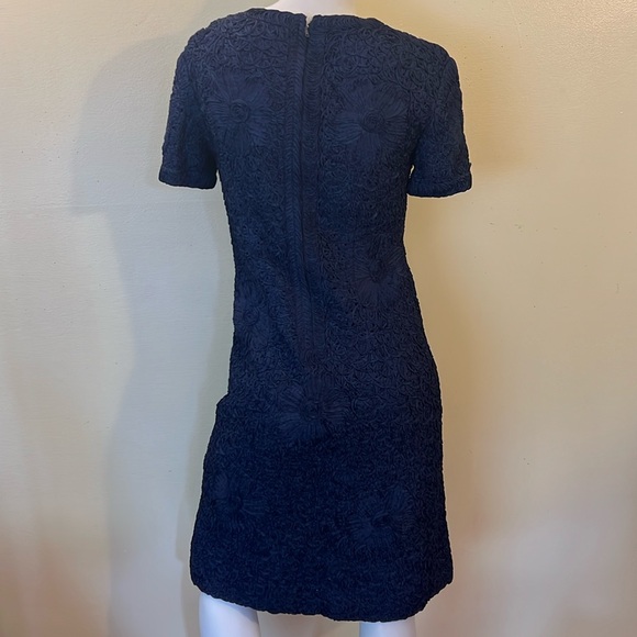 Ribbon Knit Vintage 1940s Style Knit Ribbon Rayon Dress - Picture 3 of 11